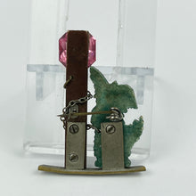 Load image into Gallery viewer, Original 1940s Green Scottie Dog Tied to A Post Brooch
