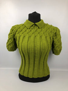 Reproduction 1940s Rib and Cable Knit Jumper - B36 38 40