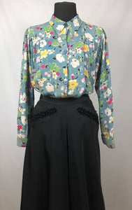 Original 1940s CC41 Floral Crepe Smock - B34 36 38