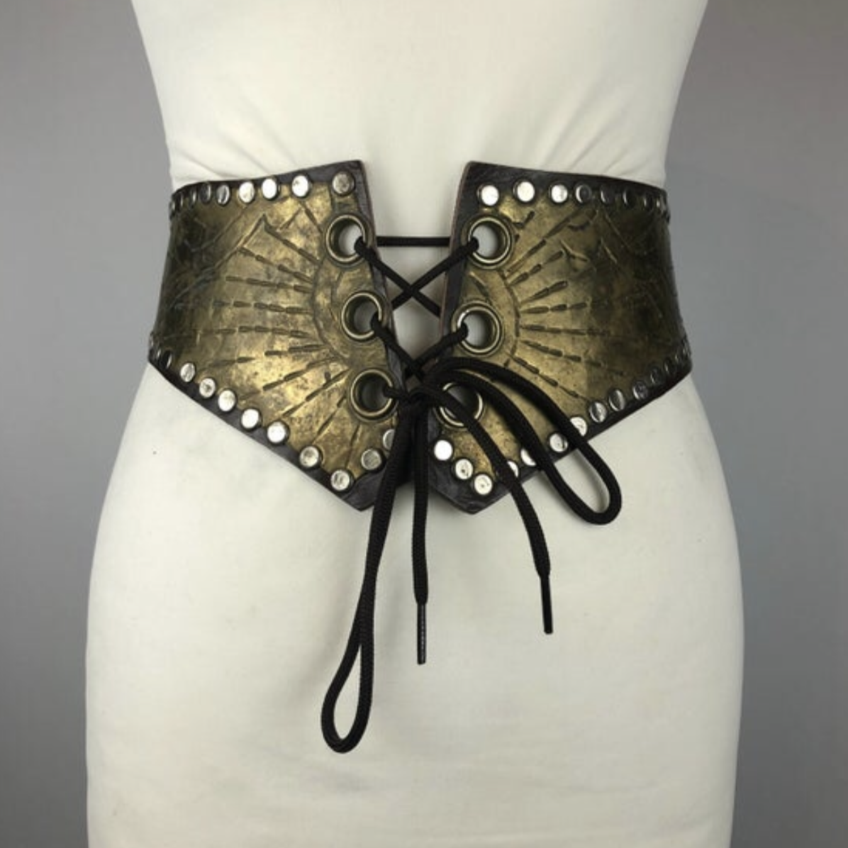 Embossed Genuine Leather belt ~Corset Style belt~ Waist Cincher