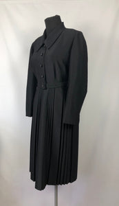 REPRODUCTION 1950s Belted Black Dress with Pleated skirt - Bust 40