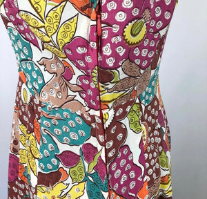1940s Bold Floral Dress in Pink, Teal, Chartreuse and Brown - Bust 34 35 35