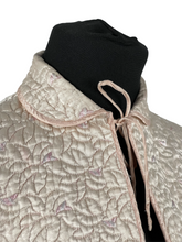 Load image into Gallery viewer, Original 1940&#39;s Quilted Bed Jacket with Beautiful Embroidery and Tie Neck - Bust 34 36
