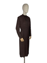 Load image into Gallery viewer, Original 1930&#39;s Dark Brown Floppy Long Sleeved Day Dress with Button Neck and Bow - Bust 38
