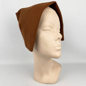 Original 1940's 1950's Warm Chocolate Brown Felt Dutch Bonnet - Neat Little Hat