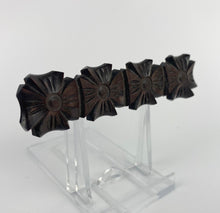 Load image into Gallery viewer, 1940s Early Plastic Brooch of Four Carved Flowers - Looks Like Wood
