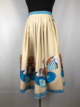 Load image into Gallery viewer, 1950s Novelty Print Puppy and Hat Border Print Skirt - Waist 23&quot; 24&quot; - Charming Piece
