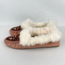 Load image into Gallery viewer, Original 1920&#39;s Embroidered Silk Boudoir Slippers with Genuine Fur Trim
