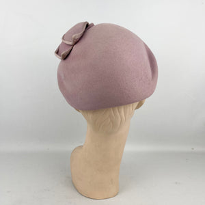 Original 1950's Dusky Pink Felt Hat with Pretty Pleats and Felt Trim