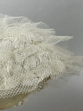 Load image into Gallery viewer, Original 1950’s White Straw Hat with Net and Silver Trim - Fabulous Fifties Hat *
