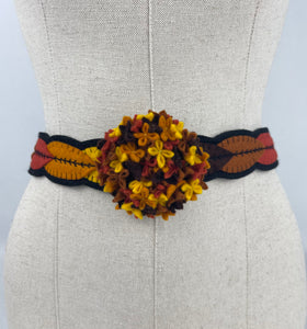 1940's Style Colourful Felt Belt in Autumnal Shades Made From a 1941 Pattern Using Pure Wool Felt - Waist 29"