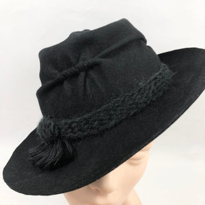1940s Black Felt Fedora Hat
