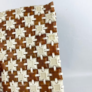 Original 1940's Two-Tone Clutch Bag in Brown and Cream - Plastiflex Style Tiles - Wounded