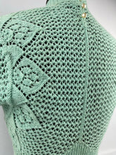 Load image into Gallery viewer, Original 1950s Jumper in Light Reseda Green - Charming Lace Knit - AS IS - Bust 34&quot;
