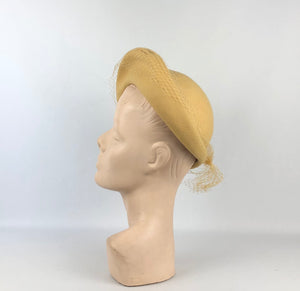 Original 1940s Ochre Felt Hat by Jacoll - Incredible Piece