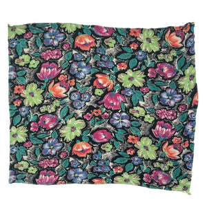 Original 1940's Textured Crepe Floral Hankie in Lime, Magenta, Green, Blue and Coral on Black - Great Gift Idea