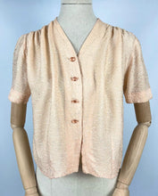 Load image into Gallery viewer, Original 1930s Textured Crepe Blouse with Faceted Glass Buttons - Bust 36 37 38
