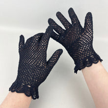 Load image into Gallery viewer, Original 1940&#39;s 1950&#39;s Dark Blue Crochet Gloves in Heavy Cotton
