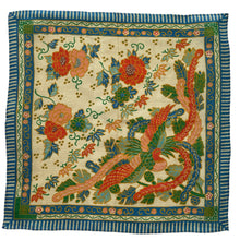 Load image into Gallery viewer, Original 1920&#39;s Pongee Silk Hankie with Floral Print and Bold Bird Design - Great Gift Idea
