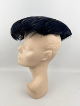 Load image into Gallery viewer, Original 1950&#39;s New Look Blue and Black Feather Hat - Beautifully Stylish Piece
