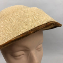 Load image into Gallery viewer, 1950s &quot;Straw&quot; Hat with Brown Velvet Bow Trim
