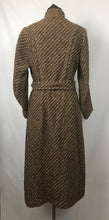 Load image into Gallery viewer, 1930s Brown and Cream Stripe Tweed Belted Coat with Double Collar - Bust 36 38
