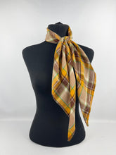 Load image into Gallery viewer, 1930s Autumnal Plaid Lightweight Wool Pointed Cravat - Vintage Scarf
