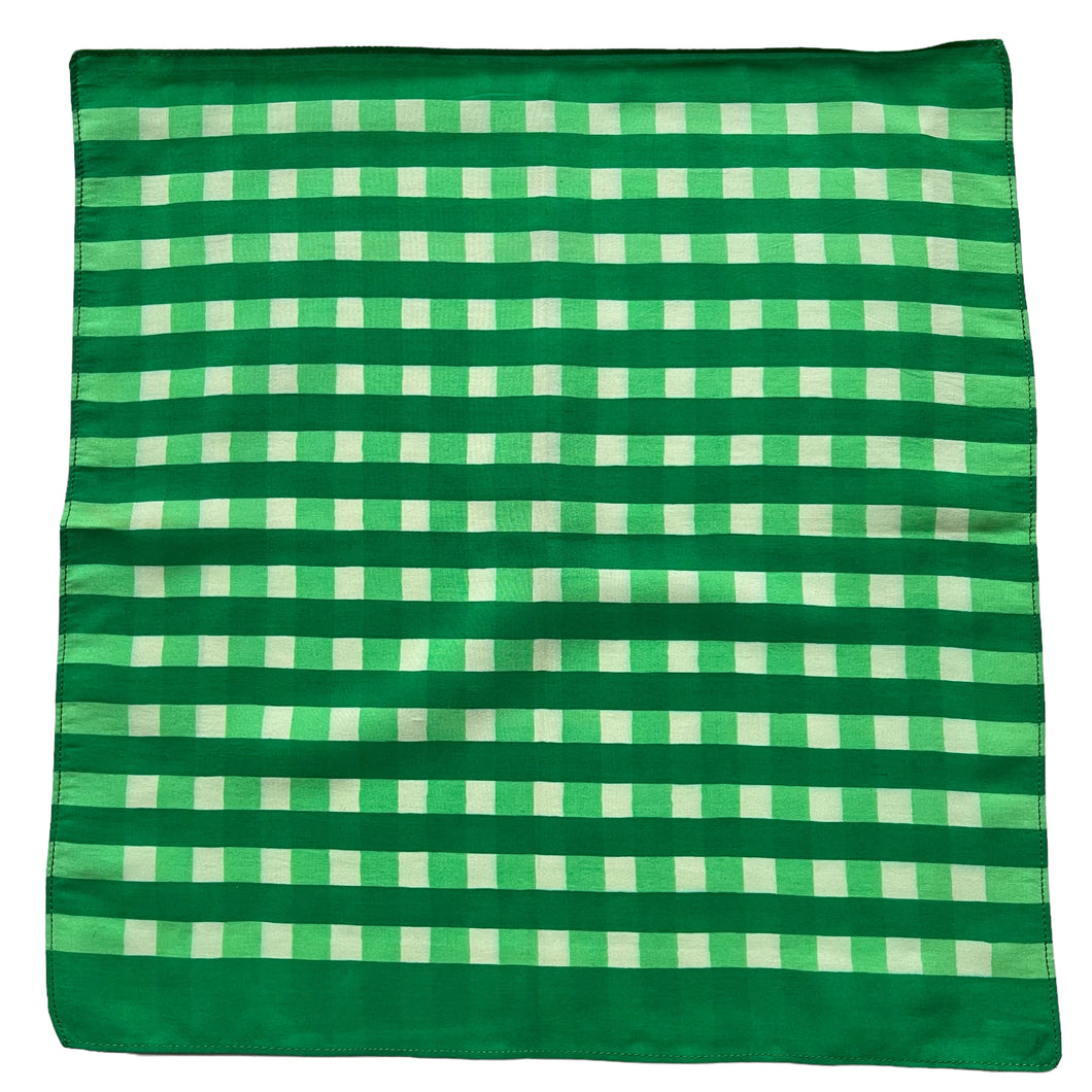 Original 1940's or 1950's Pure Silk Hankie in Two-tone Green Check - Neat Pocket Square - Great Gift Idea