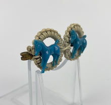 Load image into Gallery viewer, Original 1940s Blue and White Make Do and Mend Brooch with Pair of Horses

