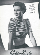 Load image into Gallery viewer, Original 1940s Black and White Wavy Knit Jumper - Bust 30 31
