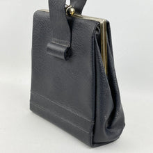 Load image into Gallery viewer, Original 1930&#39;s Dark Blue Faux Leather Bag with Silver Tone Clasp
