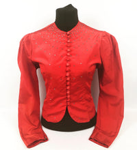 Load image into Gallery viewer, 1940s Red Grosgrain Paste Studded Jacket - B38
