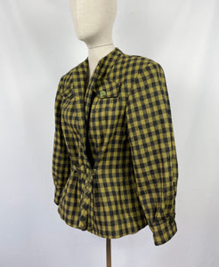 Reproduction 1940s Green and Black Check Jacket - Bust 38 40 42