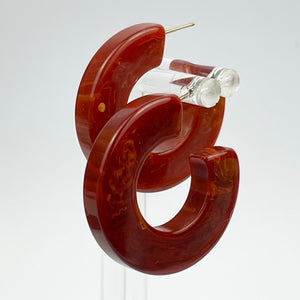 Vintage 1940's 1950's Autumnal Bakelite Hoop Earrings for Pierced Ears