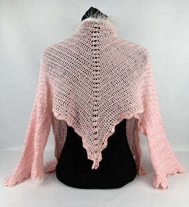 Original 1930s Crochet Bed Jacket with Marabou Feather Trim