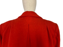 Load image into Gallery viewer, Original 1940&#39;s CC41 Pure Wool Swing Jacket In Tomato Red Shade with Pockets - Bust 42 44
