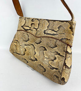 Original 1930's Cream and Brown Snakeskin Bag - Wounded But Useable