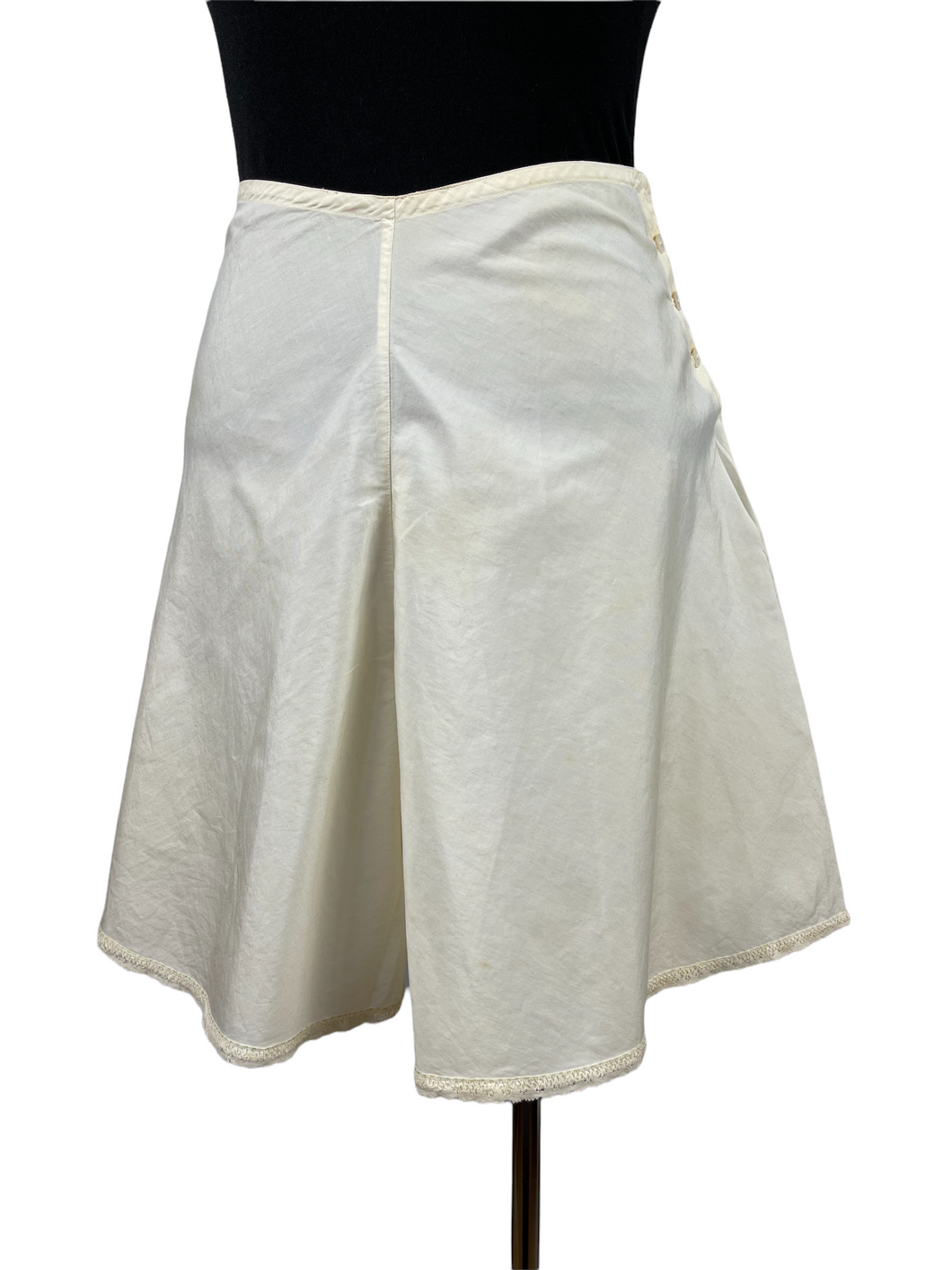Original 1930's 1940's Cream Silk French Knickers with Lace Trim - Vintage Tap Pants - Waist 25 26