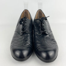 Load image into Gallery viewer, Original 1940&#39;s Black Deadstock Clarks Empire Lace Up Shoes With Punch Detail - UK 8
