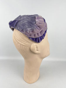 Original 1950's Two Tone Purple Feather and Velvet Half Hat