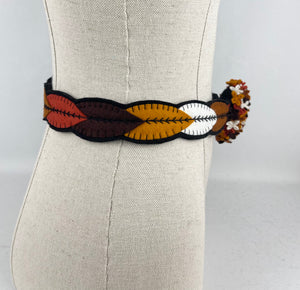 1940's Style Colourful Felt Belt in Autumnal Shades Made From a 1941 Pattern Using Pure Wool Felt - Waist 27 28