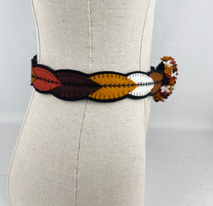 1940's Style Colourful Felt Belt in Autumnal Shades Made From a 1941 Pattern Using Pure Wool Felt - Waist 36 37