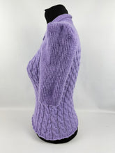 Load image into Gallery viewer, 1940&#39;s Reproduction Twisted Cable and Rib Jumper in Jacaranda - Bust 32 33 34
