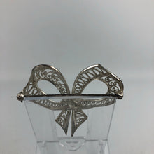 Load image into Gallery viewer, Vintage Sterling Silver Filigree Bow Brooch Set with Cut Steel
