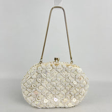 Load image into Gallery viewer, Vintage Iridescent Pastel Sequin Evening Bag with Glass Seed Beads - Made in Hong Kong
