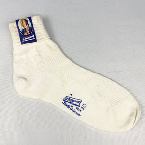 Original 1930s 1940s British Made Cream Cotton Rayon Socks - St Margaret by Corah's of Leicester