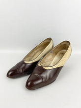 Load image into Gallery viewer, Original 1930&#39;s Two-Tone Brown and Cream Court Shoes with Punch Detail - UK 4*
