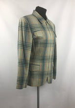 Load image into Gallery viewer, Vintage Zip Front Jacket in Green, Yellow and Navy Check - B38 40

