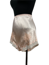 Load image into Gallery viewer, Original 1930&#39;s Palest Pink Satin French Knickers with Lace Trim - Vintage Tap Pants - Waist 26 28

