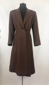 1940s Chocolate Brown Fit and Flair Grosgrain Princess Coat - Bust 36 38